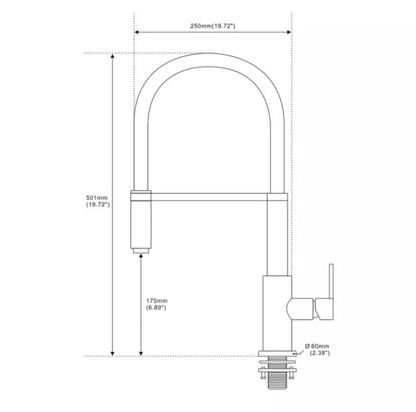 High Arch Kitchen Faucet with Pull Down Head