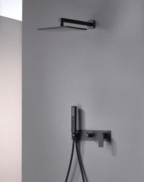 Brass Matte Black Rainfall Shower System