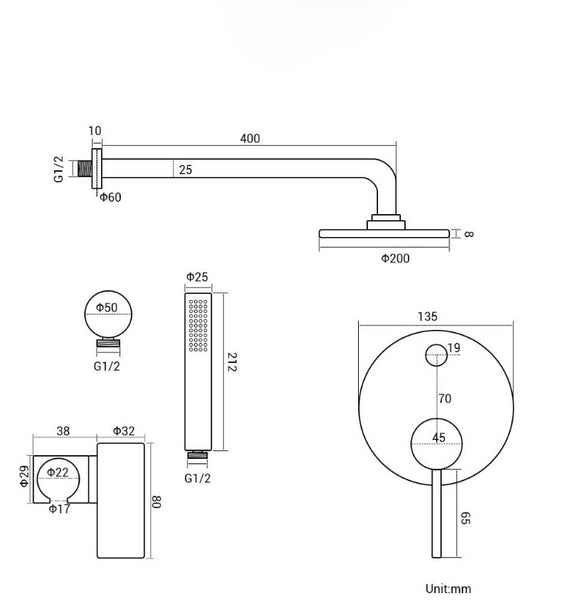 Elegante Rainfall Shower Set