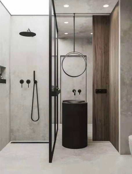 Minimal Matte Black/ Chrome Rainfall Shower