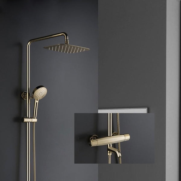 Three Functions Golden Brass Bathtub and Shower Set