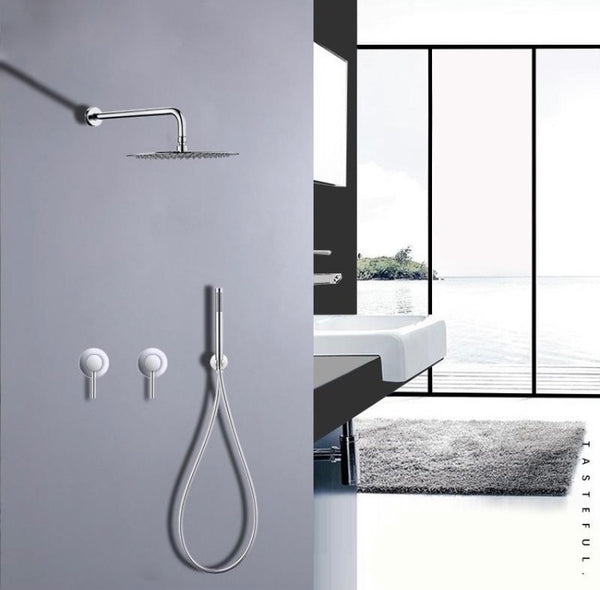 Minimal Matte Black/ Chrome Rainfall Shower