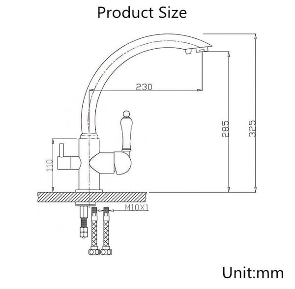 Solid Brass 3 in 1 Water Kitchen Faucet