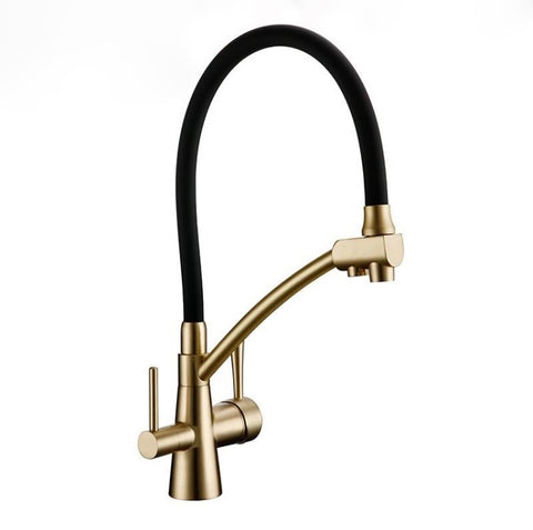 Matte  Black with Old Gold Accents 3-1 Kitchen Faucet