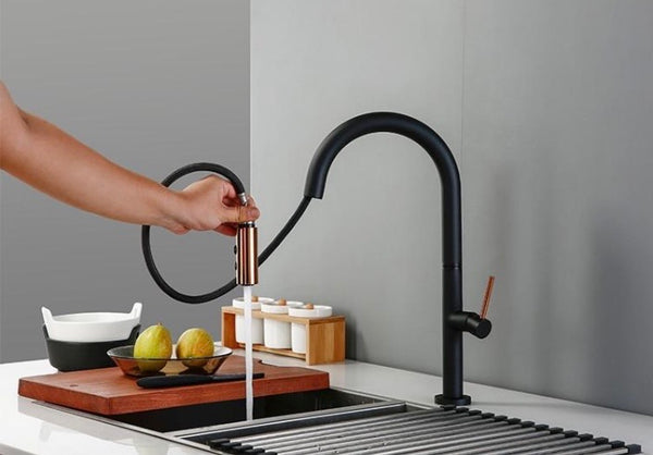 Fosca Black and Gold Kitchen Faucet