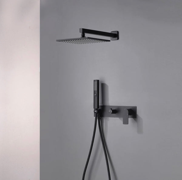 Brass Matte Black Rainfall Shower System