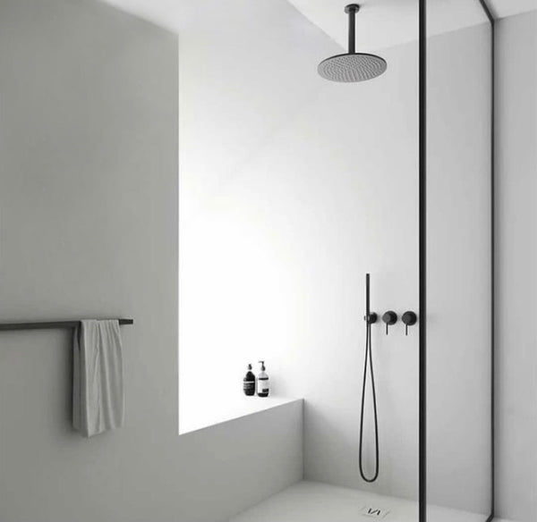 Minimal Matte Black/ Chrome Rainfall Shower