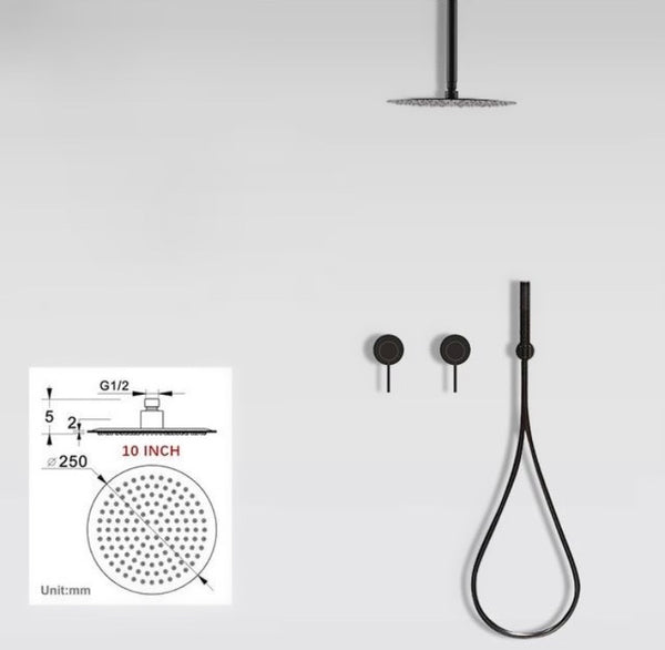 Minimal Matte Black/ Chrome Rainfall Shower