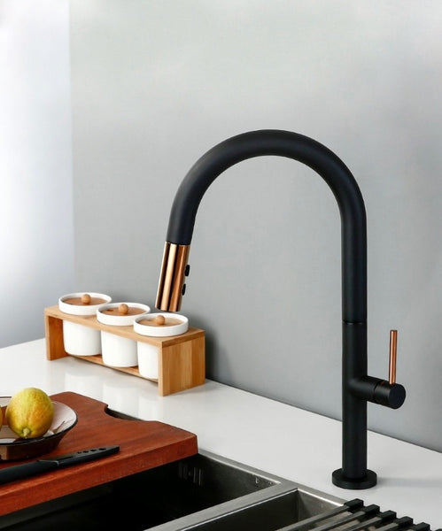 Preto e Dourado Pull out Kitchen Sink