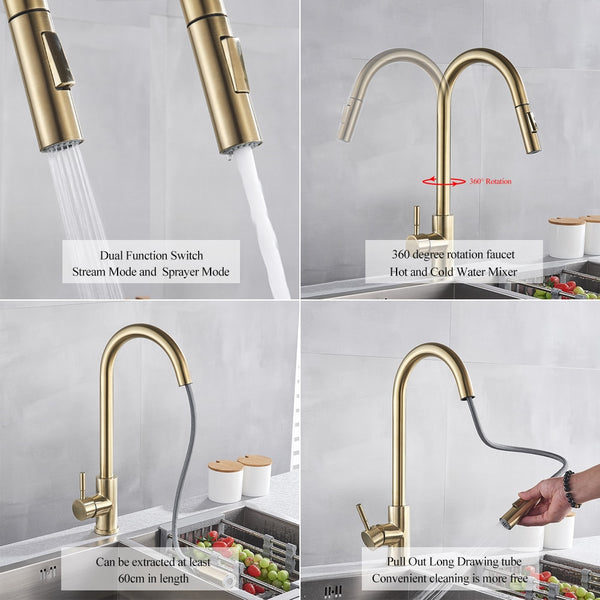 Pull Out Sensor Kitchen Faucet