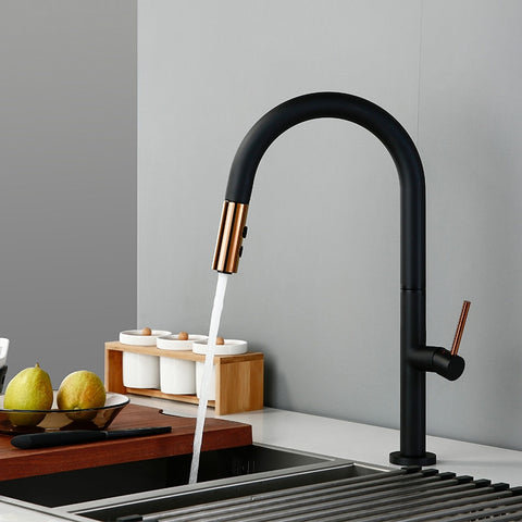 Fosca Black and Gold Kitchen Faucet