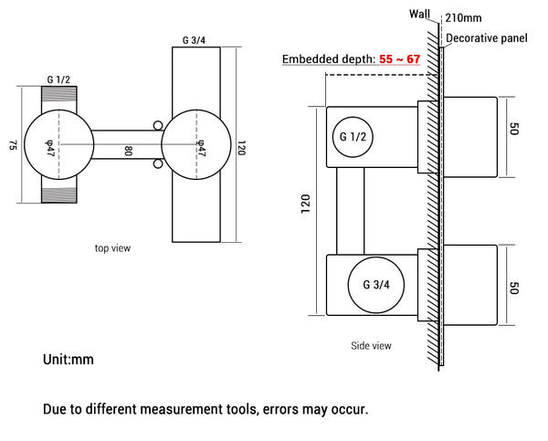 Brushed Gold Thermostatic Control Rainfall Shower Set