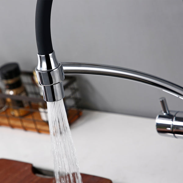 Chrome and Black Sensor Kitchen Faucet