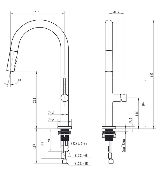 Fosca Black and Gold Kitchen Faucet