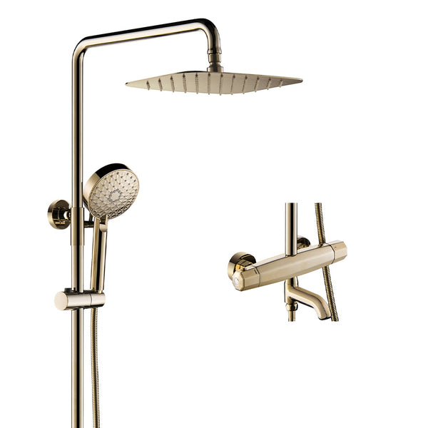 Three Functions Golden Brass Bathtub and Shower Set